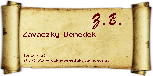 Zavaczky Benedek névjegykártya